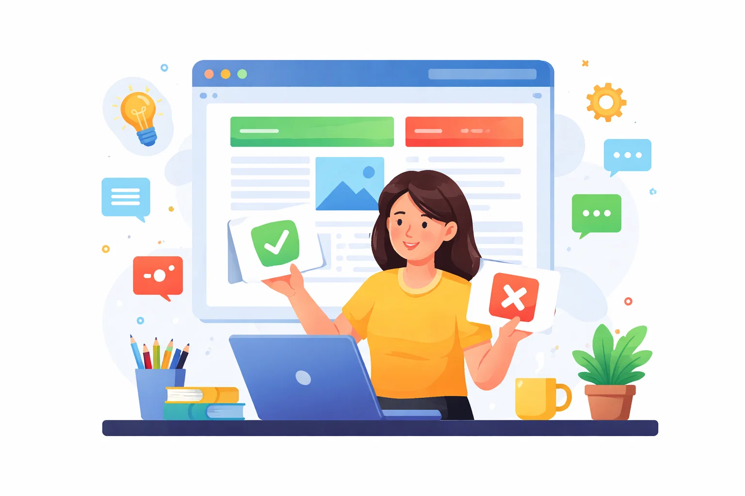 Flat illustration of website planning, structure and strategic decisions