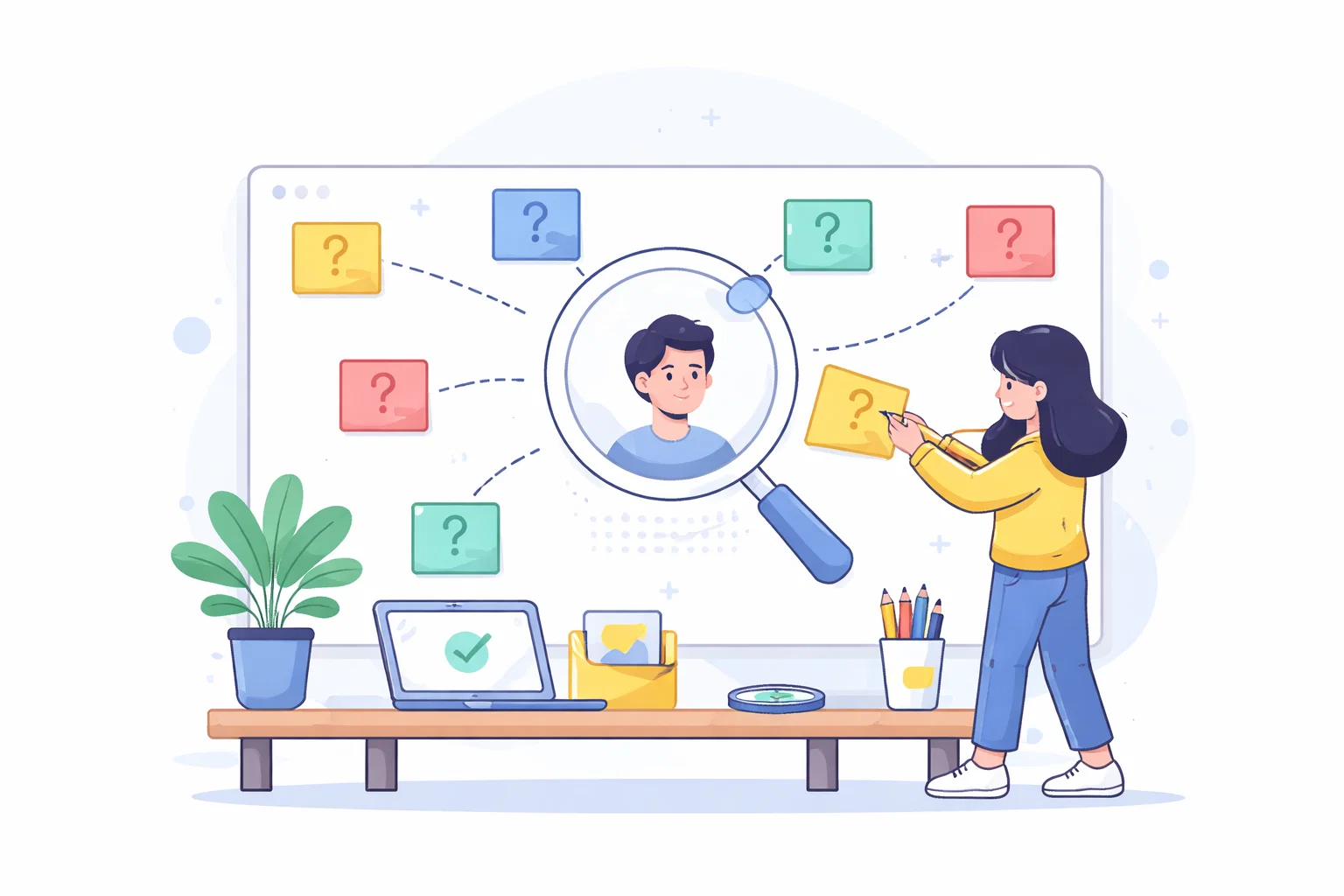 Flat illustration of website planning, structure and strategic decisions