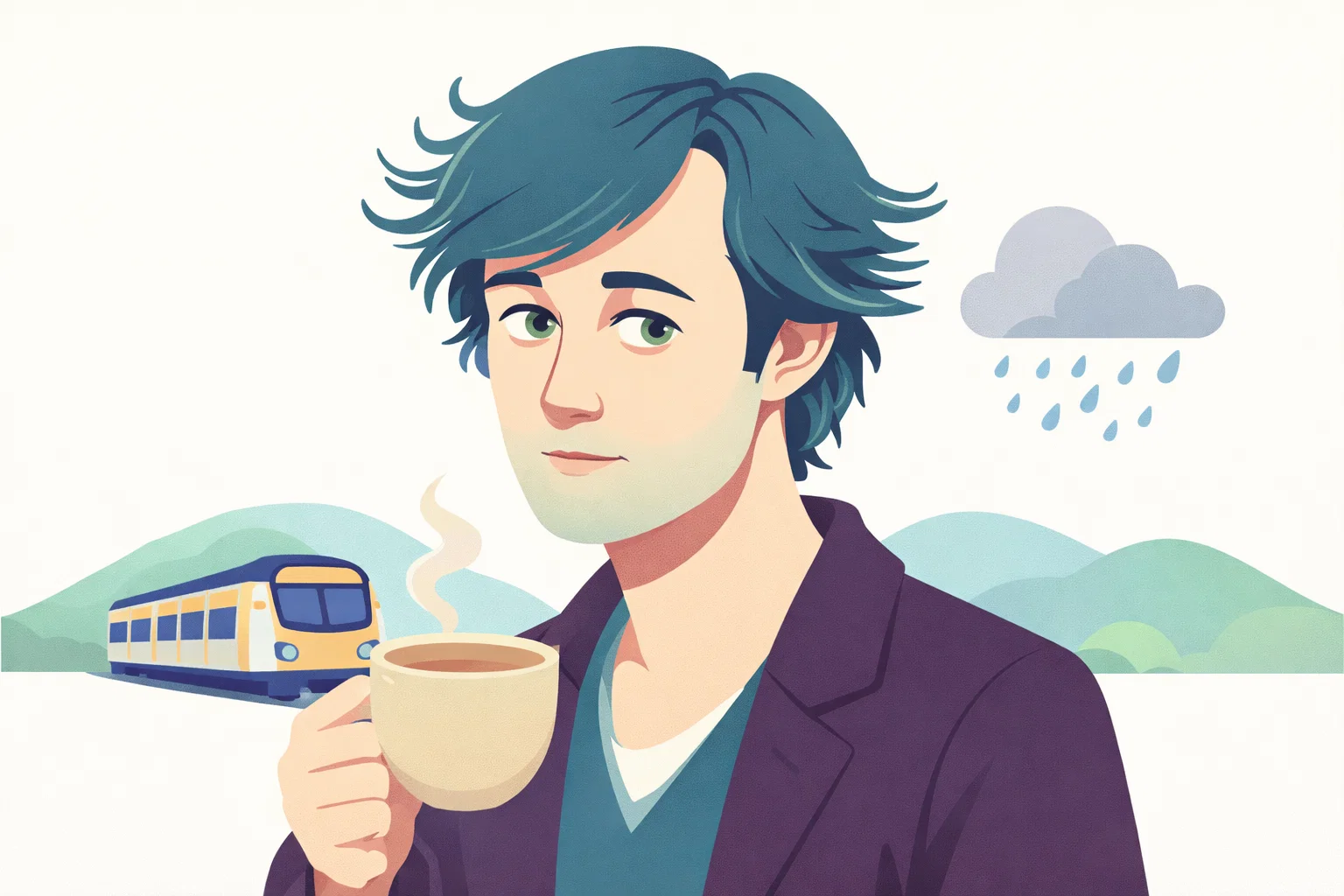 Illustration for About Jamie tea, trains and British weather