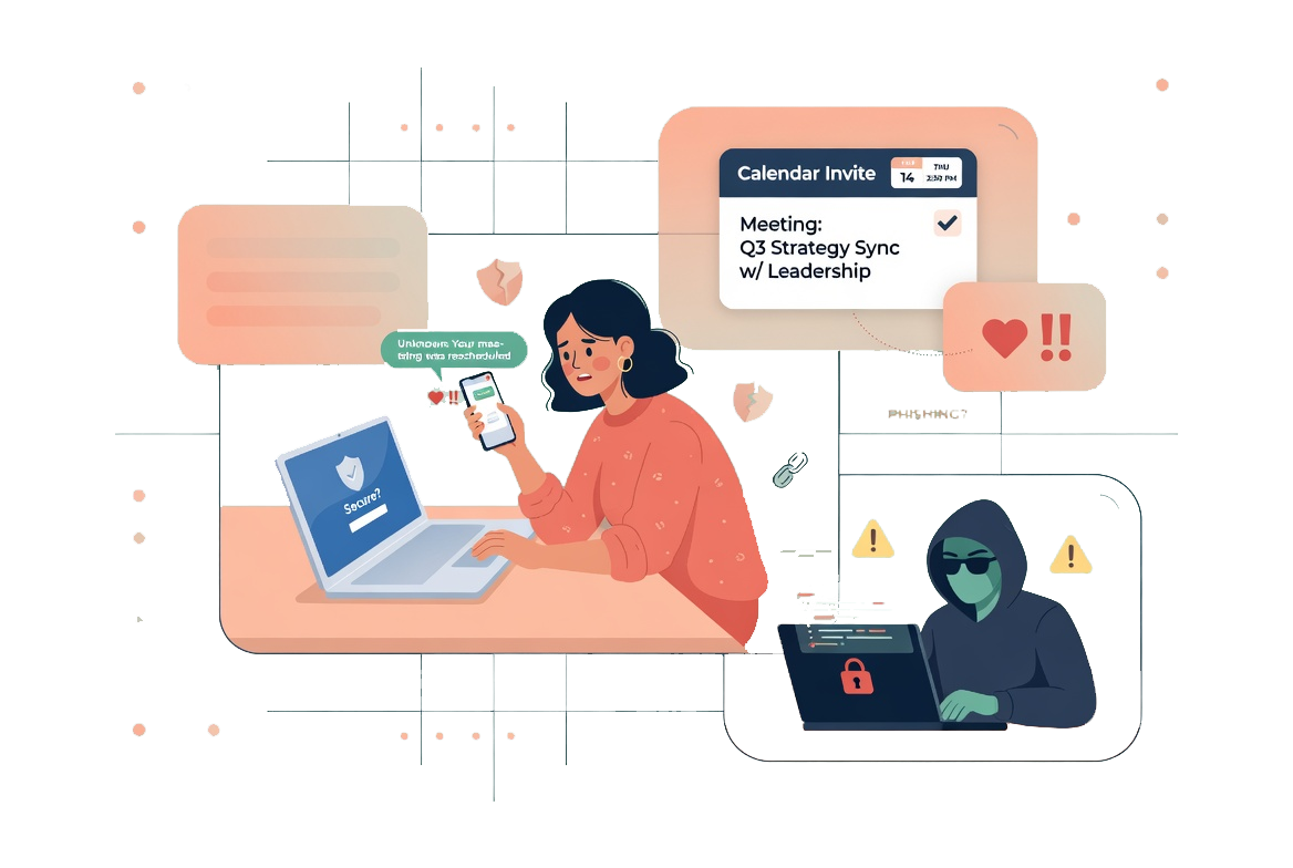 Illustration for Calendar invite phishing that looks routine